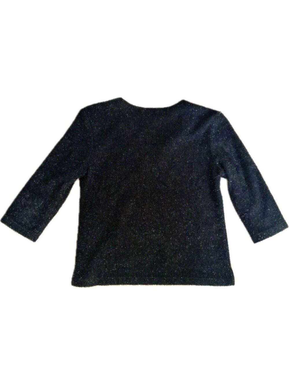Womens Dressbarn Black holiday party Metallic Blouse V-neck Sz M 3/4 Sleeve Top - Picture 3 of 7